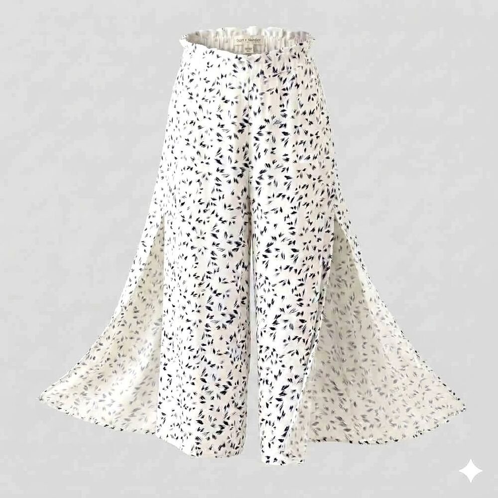 Lost+Wander Indigo Drift Side Slit Wide Leg Cropped Palazzo Pants S Coastal Boho